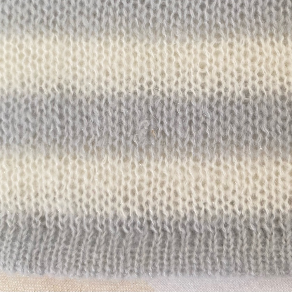 J.Crew NWT 🩶 Soft Cozy Mohair-Blend Loose-knit Sweater Grey/White Stripe SZ XS - Picture 13 of 16